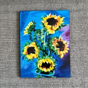 Vibrant Sunflower Art Print on Wood by talented artist Christopher Bibby